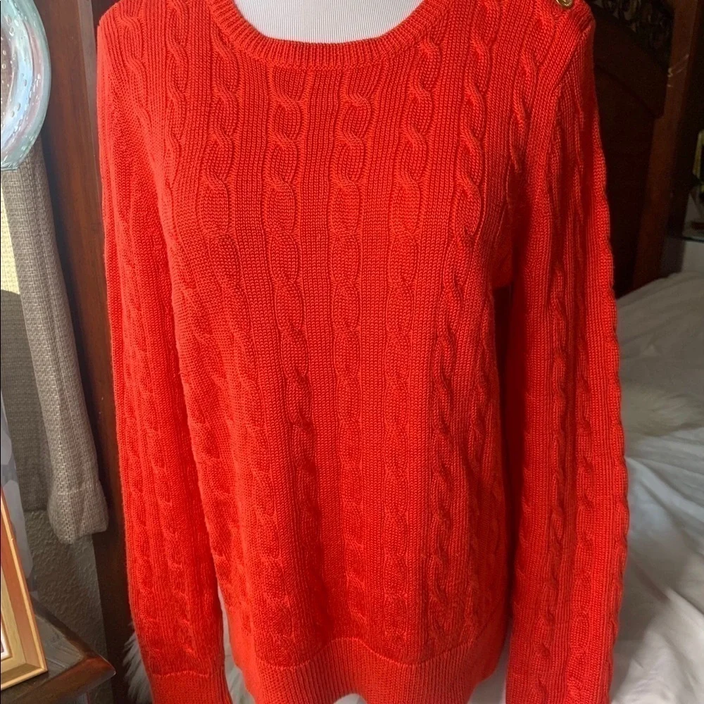 Lauren Ralph Lauren RedLs Sweater Shoulder Buttons